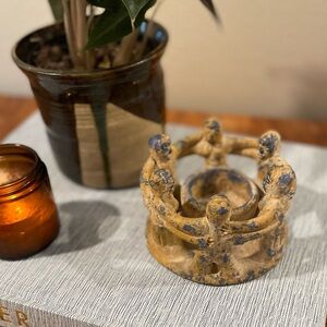 Handmade Mexican Pottery Circle of Friends Candle Holder